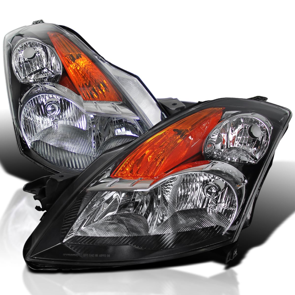 Spec-D Tuning Black Headlights for 2007-2009 Nissan Altima 4-Door Sedan - Left & Right Pair Headlight Assembly - Upgrade Your Ride with Stylish Lighting (Perfect for Night Driving & Car Customization)