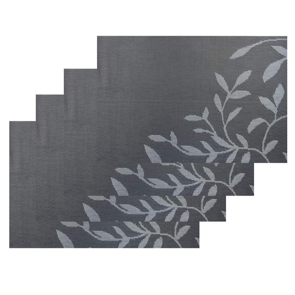 Premium Non-Slip Vinyl Placemats Set of 4 - 17.7×11.8 Inch Crossweave Woven Washable Table Mats for Dining, Christmas & Holiday Decor - Black (Perfect for Dinner Parties, Family Gatherings & Festive Tablescapes)