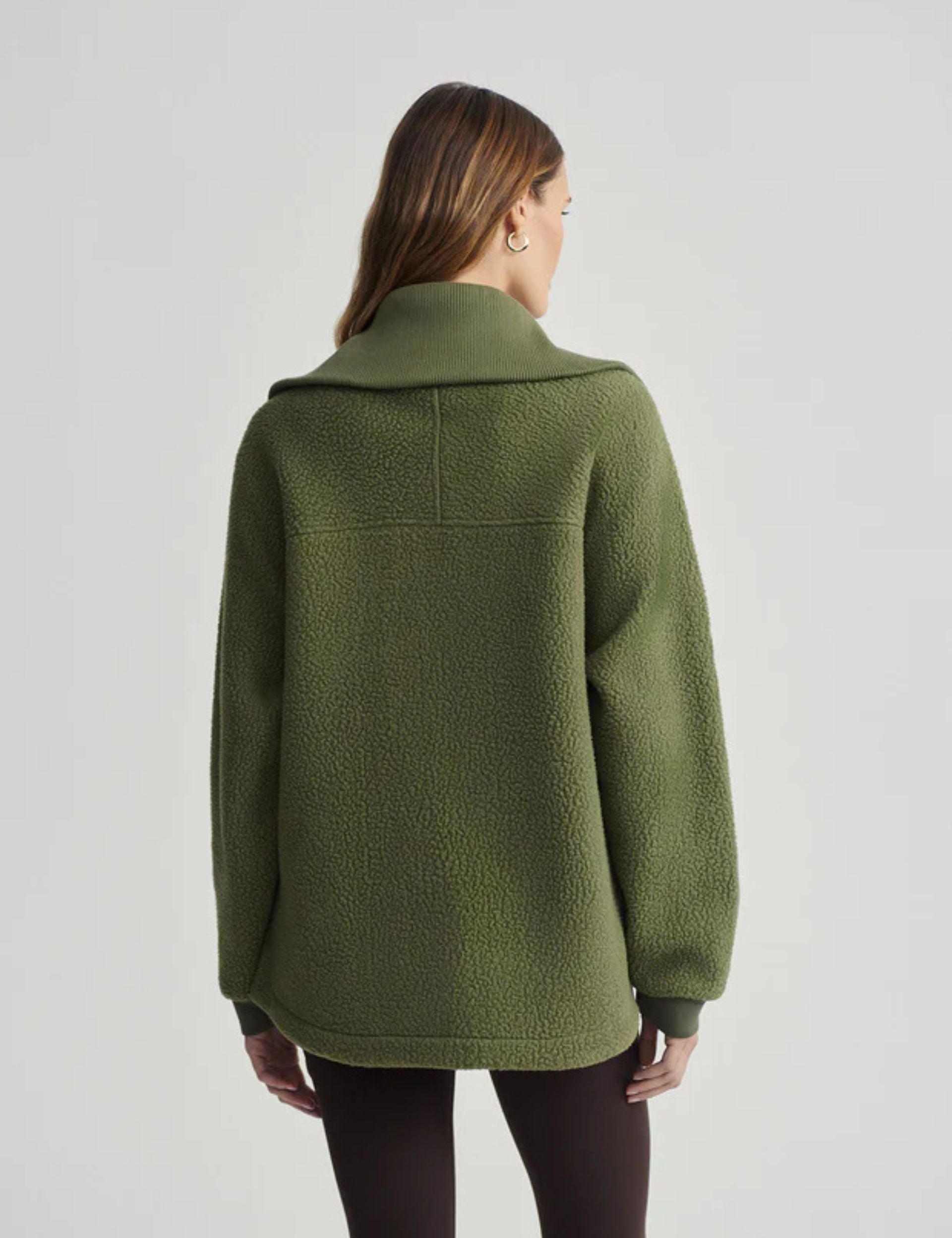 Eleanor Patch Pocket Fleece Jacket - Women's Winter Warm Moss Green Fleece Coat for Outdoor Hiking & Casual Wear