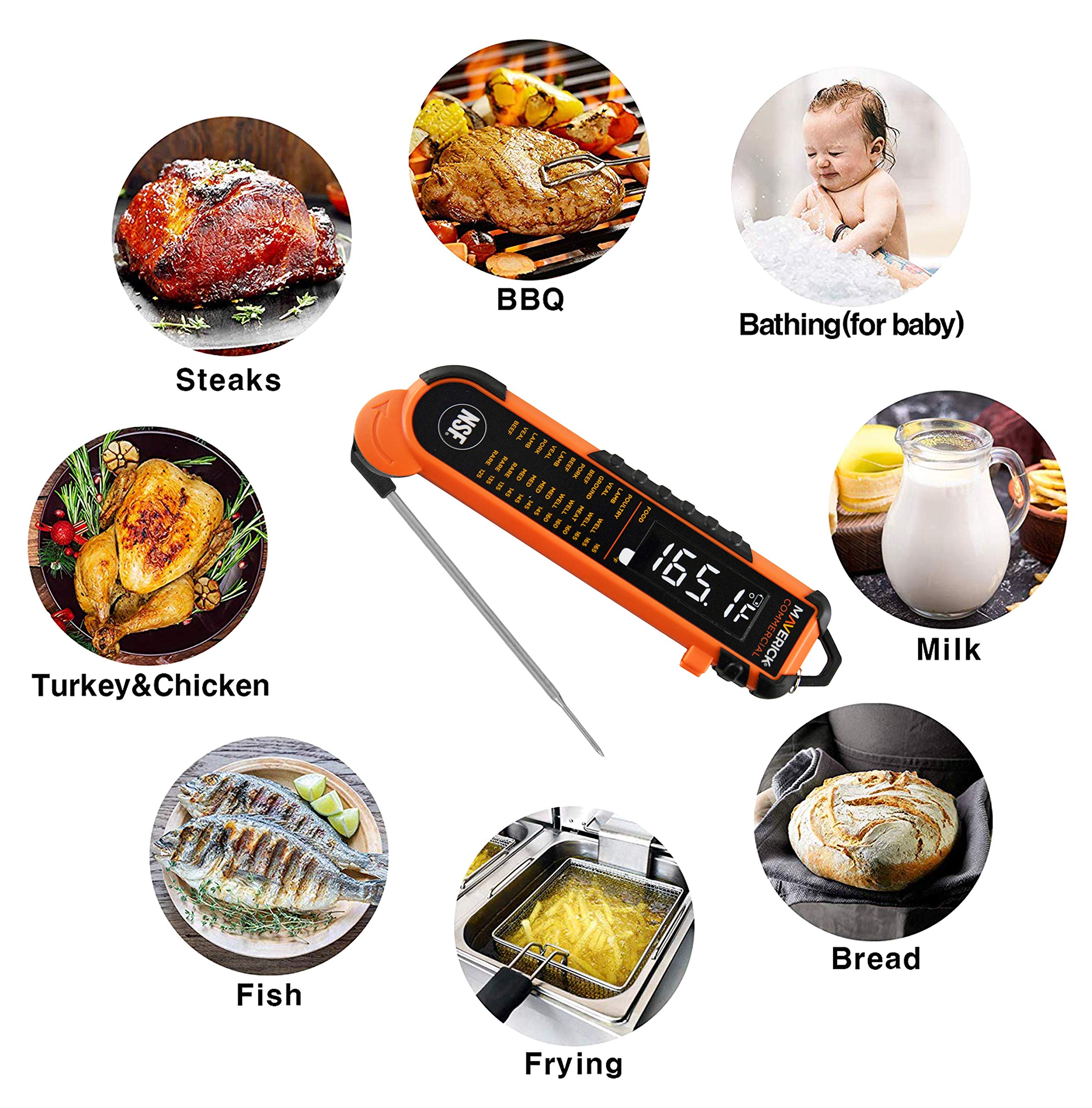 High Accuracy ProTemp Thermocouple Probe with Red Handle - Digital Thermometer Sensor for Cooking, HVAC, Industrial & Scientific Applications