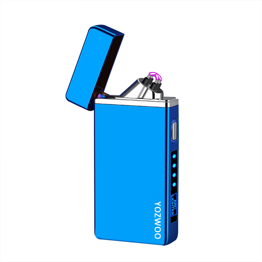 YOZWOO USB Rechargeable Windproof Lighter - Flameless for Camping & Outdoors (Blue)