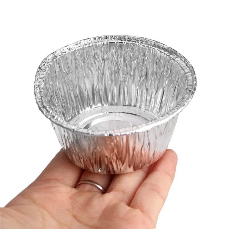Kunya® 100-Piece Aluminum Foil Disposable Baking Cups - Round Muffin, Cupcake & Choco Lava Cake Tin Molds for Perfect Baking | Ideal for Home, Party & Commercial Use