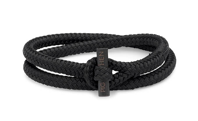 PIG & HEN Tiny Ted Rope Bracelet for Men Women - Adjustable Black Leather Wristband - Perfect for Casual Wear, Gifts & Everyday Accessories
