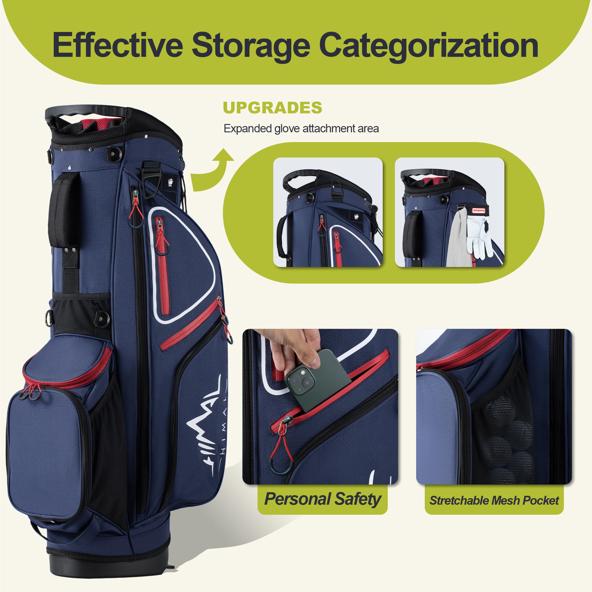 **14-Way Golf Stand Bag for Men - Lightweight & Durable with 10 Pockets & Top Dividers - Perfect for Driving Range, Course & Travel**