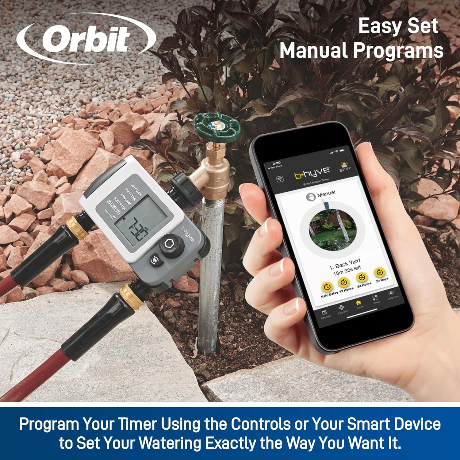 Orbit 24637 B-hyve XD 2-Port Smart WiFi Hose Watering Timer with Hub - Automatic Garden Sprinkler Controller for Lawns & Plants