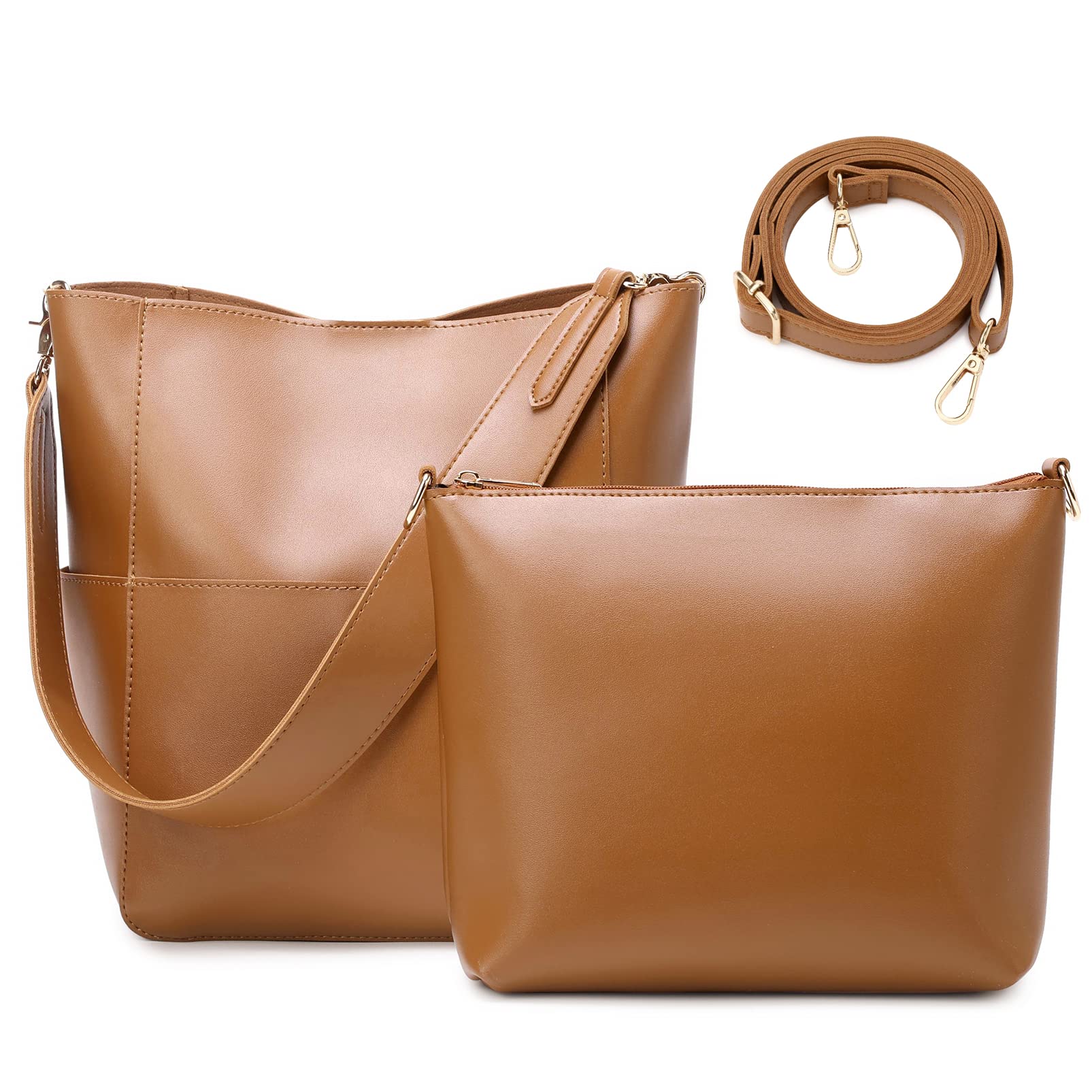HROECHY Women's Bucket Bags - Fashionable Leather Handbags & Shoulder Purses for Everyday Use, Work, and Travel