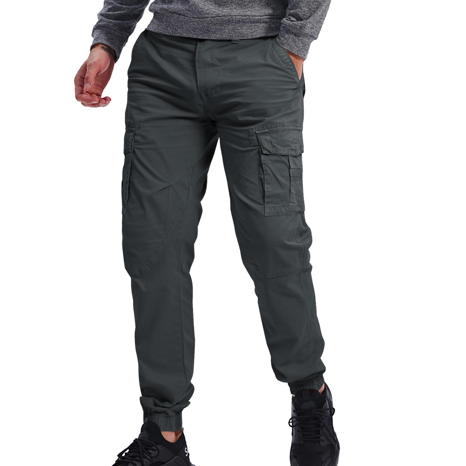 OUTSON Men's Relaxed Fit Cargo Pants with 8 Pockets - Durable Ripstop Tactical Work Pants for Outdoor, Hiking & Casual Wear - Comfortable Utility Pants for Men