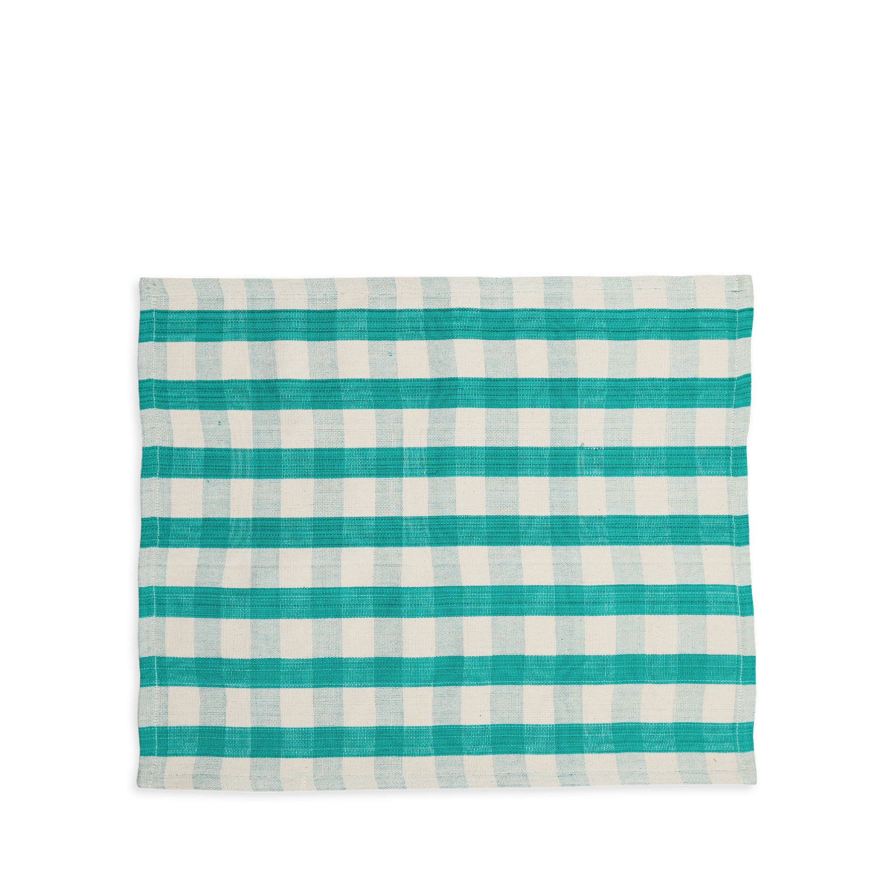 Eco-Friendly Cotton Check Placemats Set of 4 - Green & Off White Kitchen Dining Table Mats for Farmhouse, Rustic & Modern Home Decor - Perfect for Dinner Parties, Daily Meals & Holiday Tablescapes