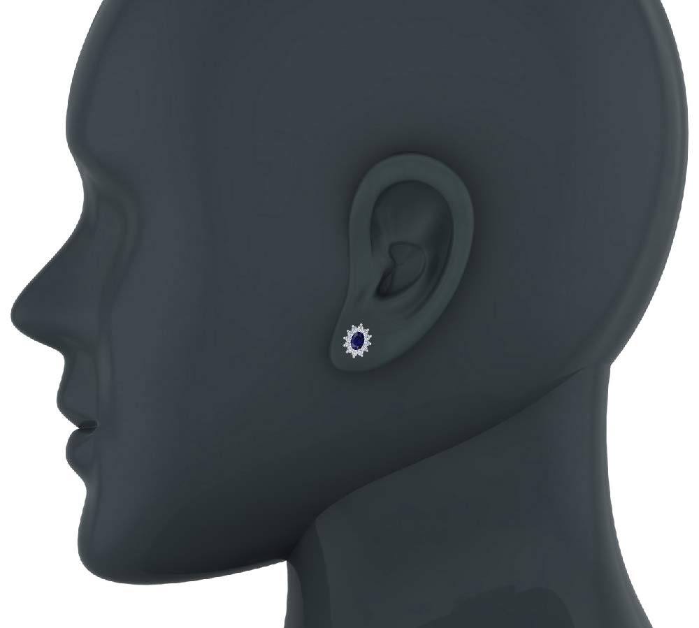 14K Gold Blue Sapphire Earrings for Women - 1.50 Carat September Birthstone Stud Earrings | Perfect Gift for Birthday, Anniversary & Special Occasions