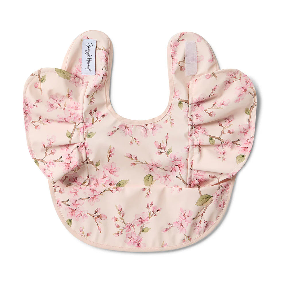Waterproof Frill Snuggle Bib for Babies - Soft Cherry Blossom Design - Ideal for Feeding, Drooling & Messy Playtime