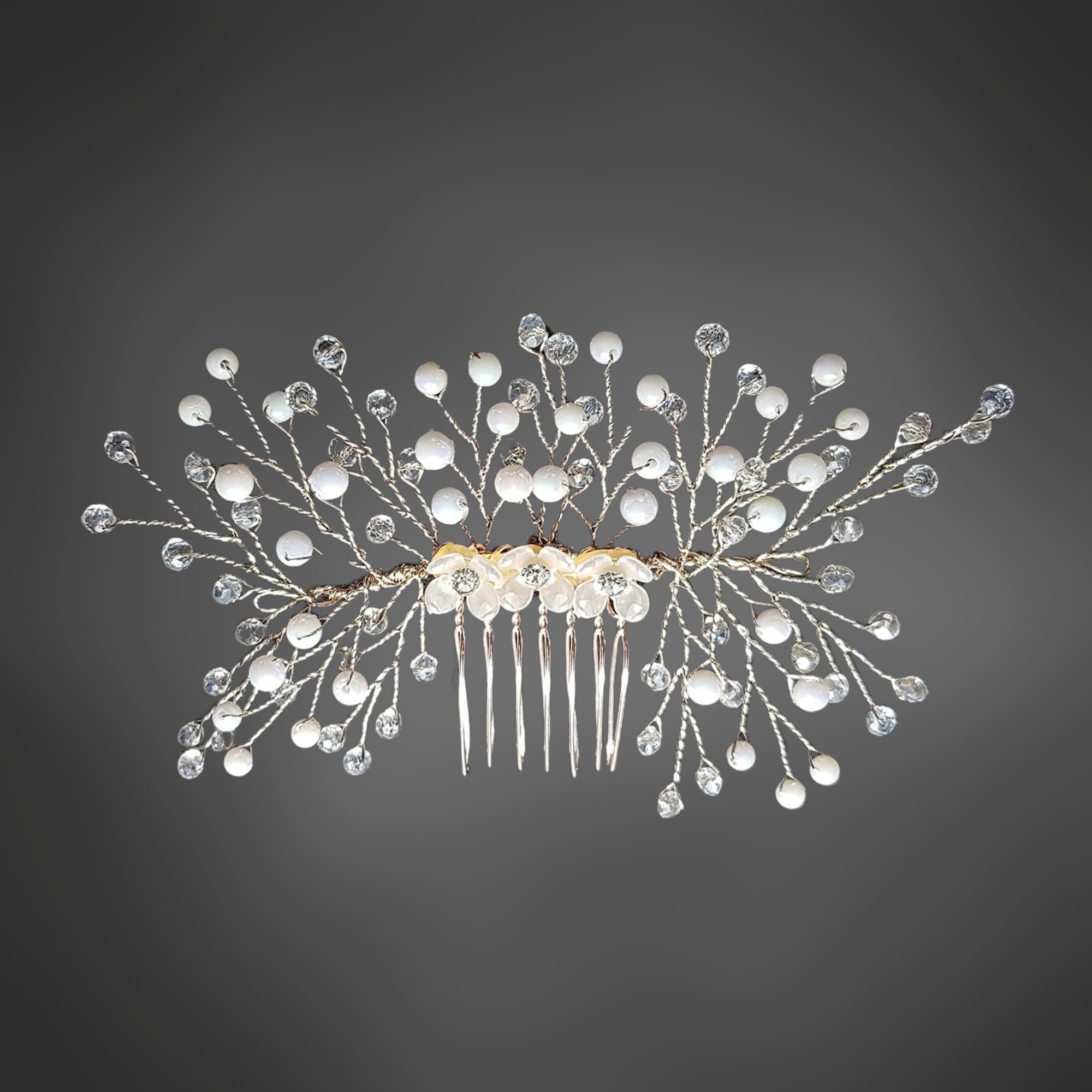 ANVIK Pearl and Crystal Hair Clip for Women - Elegant Bridal Hair Accessories, Wedding Hair Pins, Side Comb, Bun Pins for Girls & Women - Perfect for Weddings, Prom, Parties, and Special Occasions