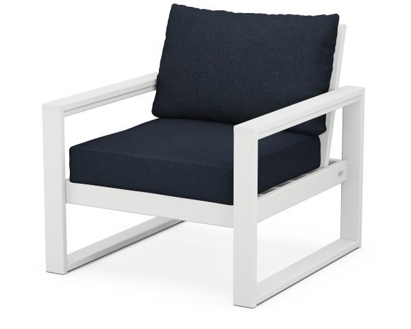 Polywood EDGE Club Chair - Durable Outdoor Furniture for Patio, Poolside & Garden - All-Weather Resin Wicker Lounge Chair with Cushion