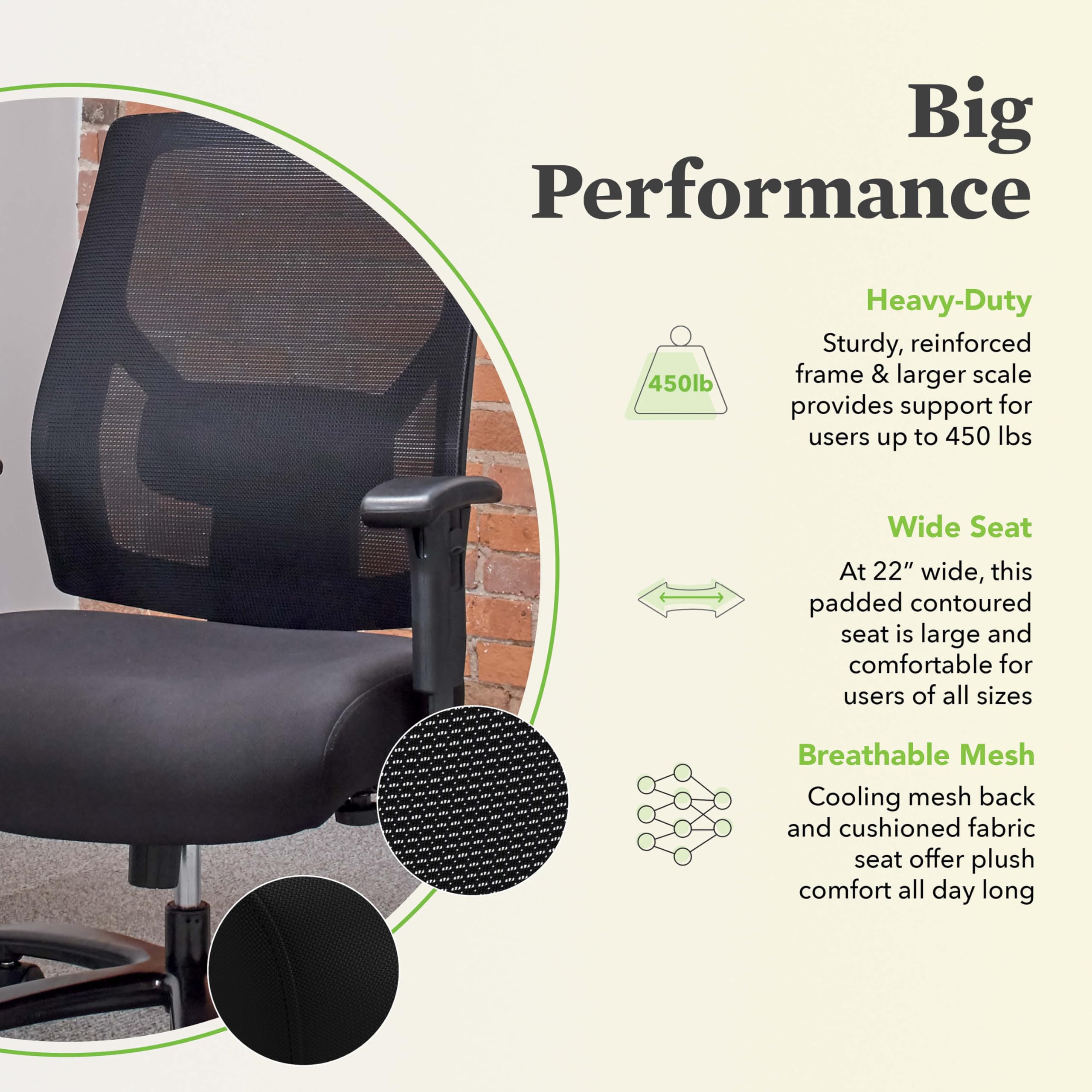 HON Crio Big and Tall Office Chair 450lbs Capacity - Extra Wide Executive Desk Chair with Mesh Back, Ergonomic Design, Heavy Duty Tilt Recline - Oversized Comfortable Chair for Long Hours - Perfect for Plus Size Professionals, Home Office, and Gaming Setup