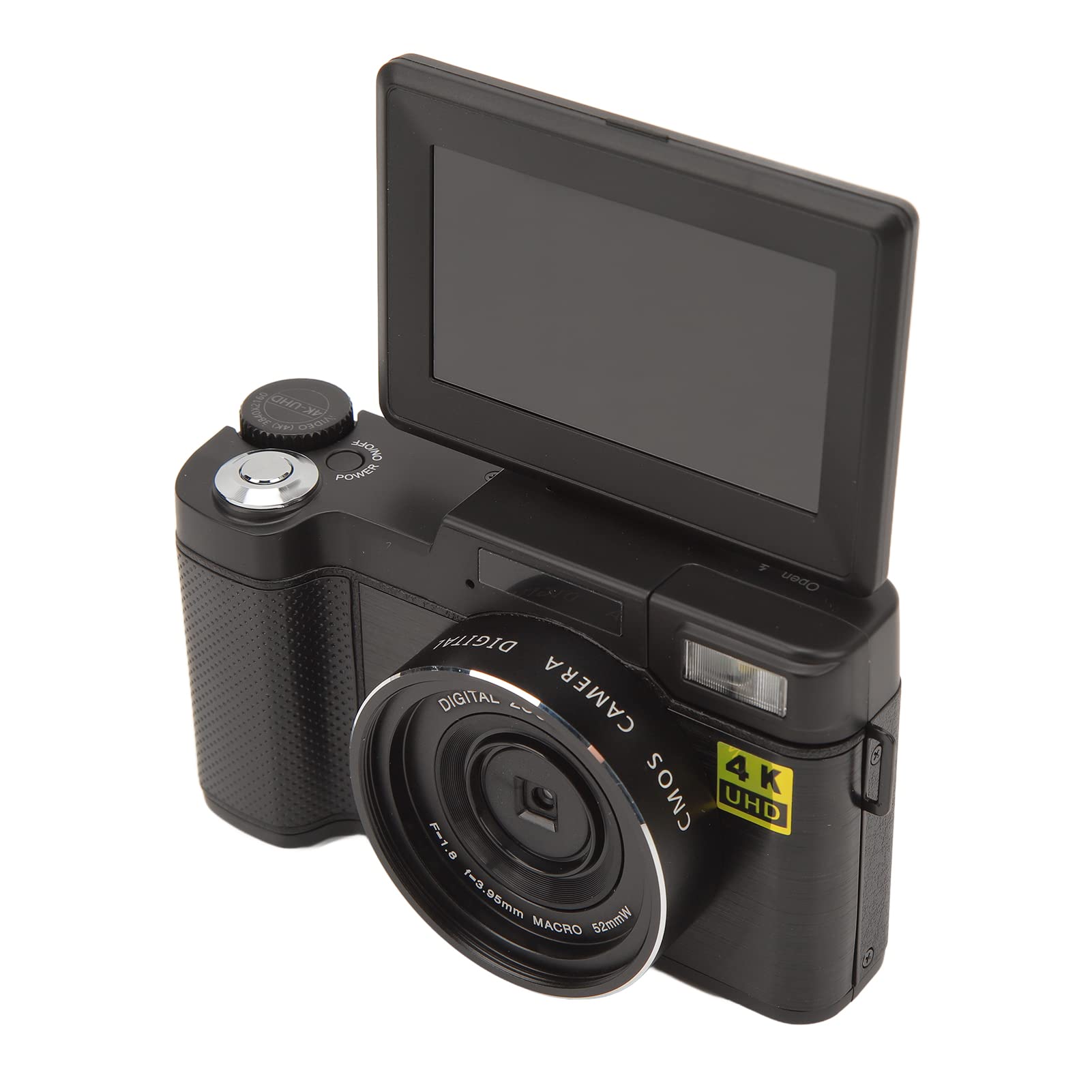 4K Vlogging Camera with 3.2-inch IPS Screen, 16X Digital Zoom & Wide Angle Lens - Anti-Shake Digital Camera for YouTube, Travel & Content Creation