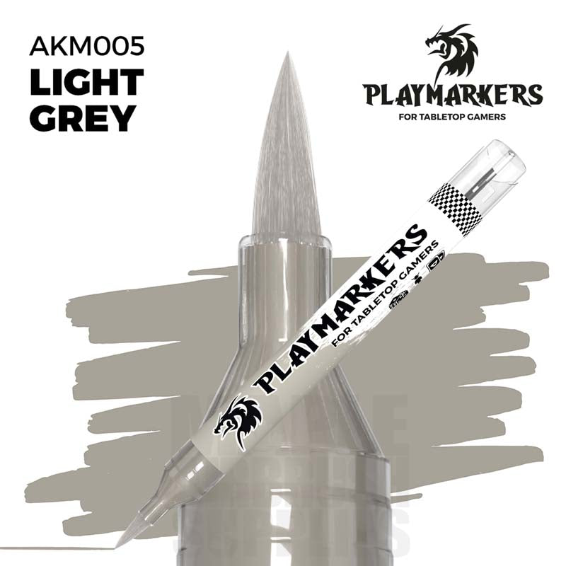 AK Interactive Playmarker Light Grey - Premium Water-Based Paint Marker for Miniatures & Models - Perfect for Warhammer, Gundam, and Scale Model Painting