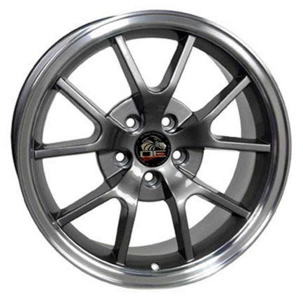 18 Inch Gunmetal Machined Lip Replacement Wheels for 1994-2004 Ford Mustang | Replica Rims 8181968 | Perfect for Street Racing & Car Upgrades