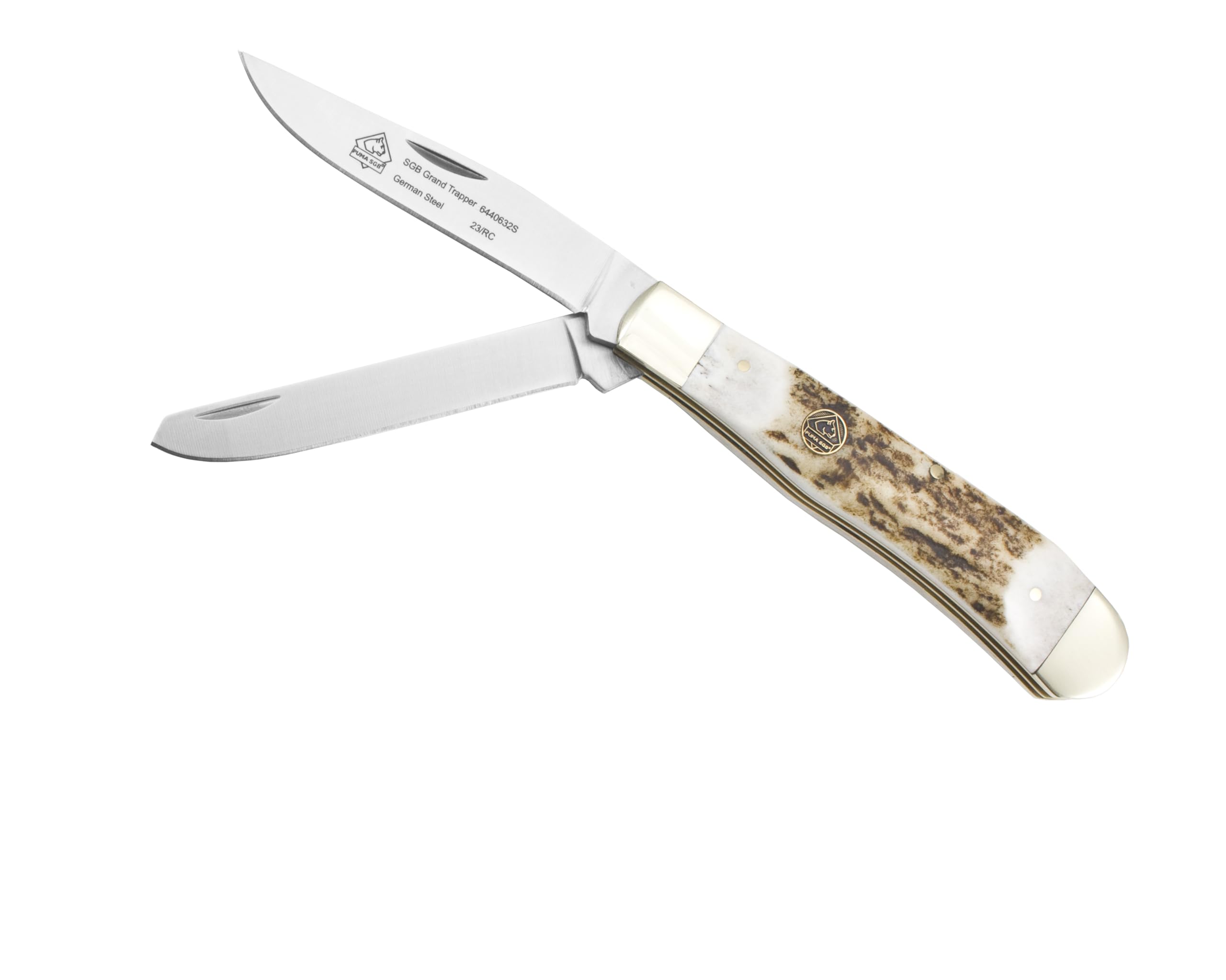 Puma SGB Grand Trapper Staghorn Folding Hunting Knife - High-Quality Stainless Steel Blade for Outdoor, Camping & Survival - Perfect for Hunting, Fishing & Bushcraft