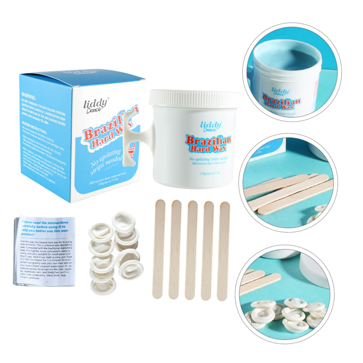 1 Set Professional Microwave Wax Kit - Hard Wax Beads & Sticks for Hair Removal - Includes Wax Pot & Roller - Ideal for At-Home Waxing, Salon Use & Smooth Skin Care