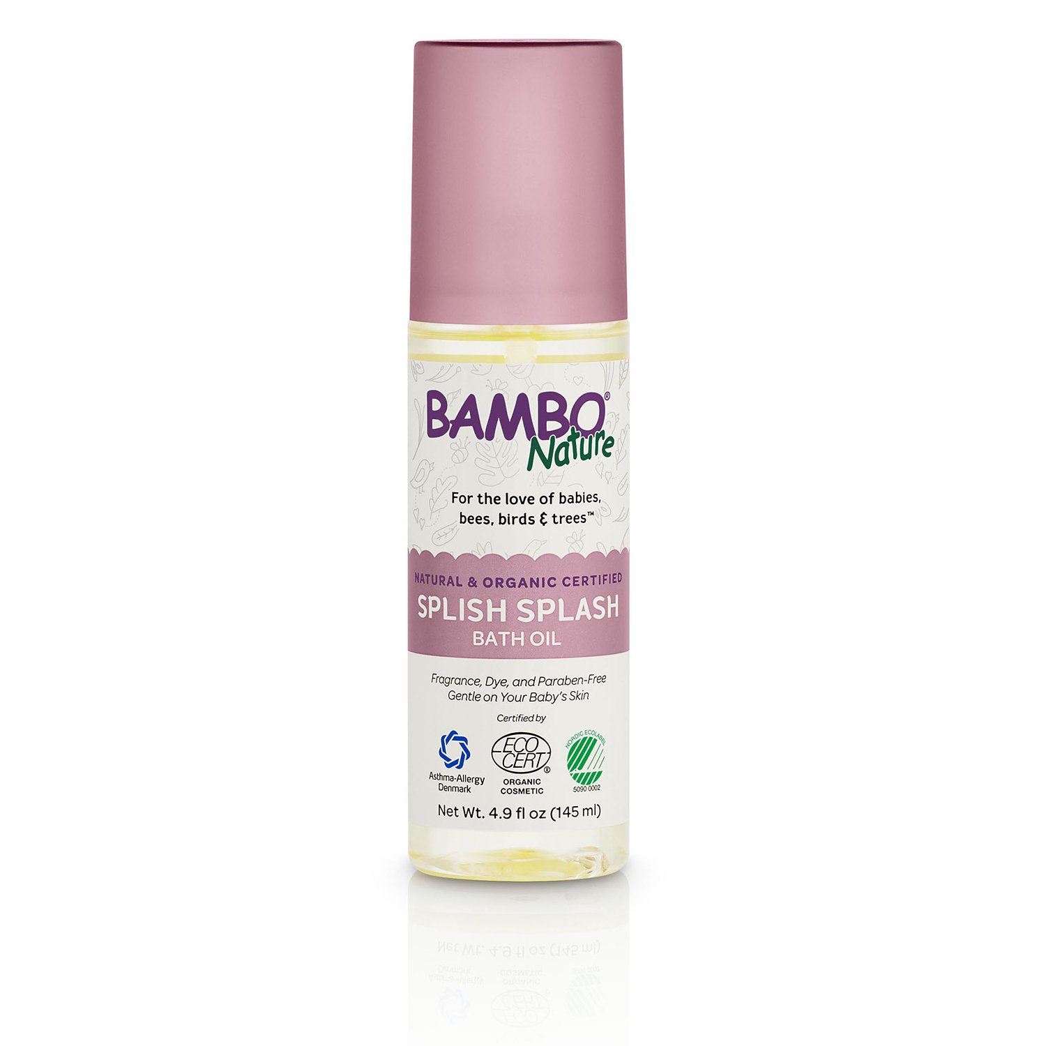 Bambo Nature Splish Splash Baby Oil - Natural & Organic Certified, 4.9 Oz (48 Count) | Gentle Moisturizer for Newborns, Infants & Toddlers | Perfect for Massage, Bath Time & Diaper Changes
