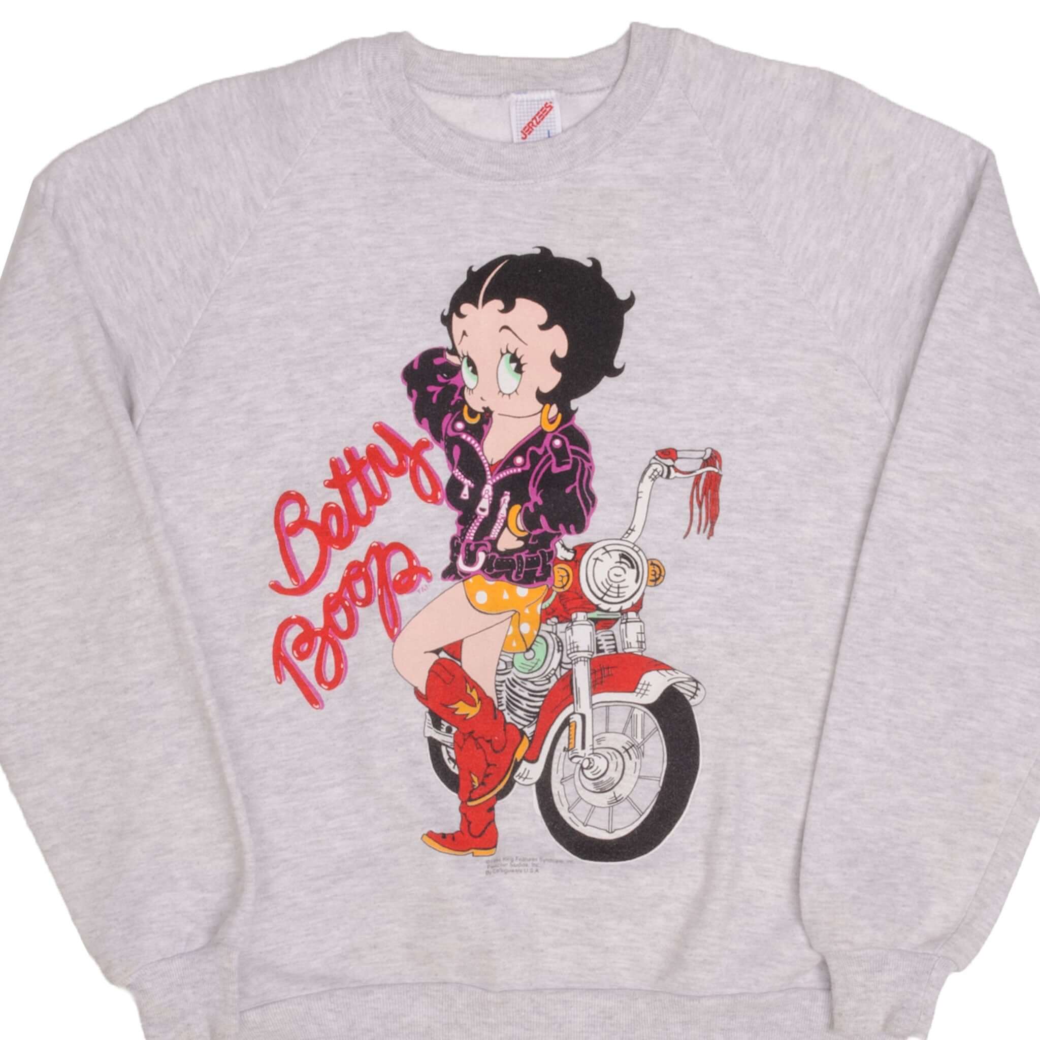Vintage Betty Boop Biker Sweatshirt 1994 - Large Size, Made in USA - Retro Fashion for Casual Wear & Biker Enthusiasts
