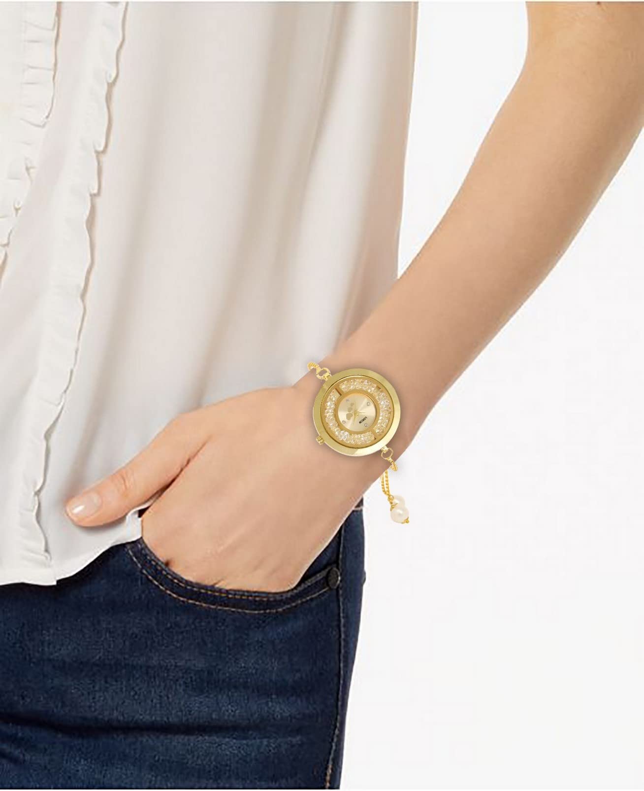 LOREM Gold Round Bracelet Analog Watch for Women LR254 - Elegant & Stylish Accessory for Parties, Work & Everyday Wear