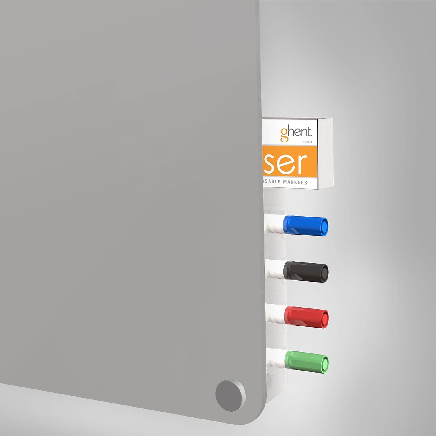 3'x4' Harmony Glass Whiteboard with Radius Corners - Gray Dry Erase Board Includes 4 Markers & Eraser - Perfect for Office, Classroom, or Home Use