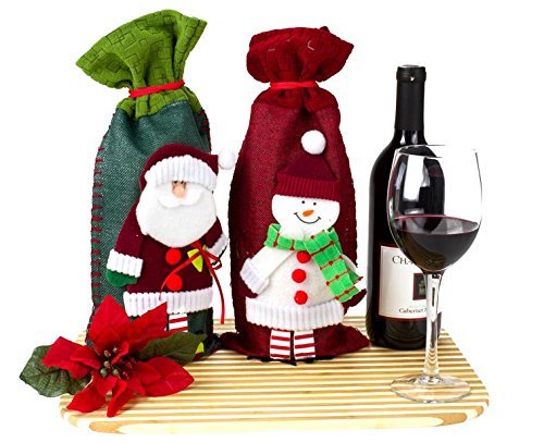 2-Pack Christmas Wine Gift Bags with Santa & Snowman Design - Holiday Treat Bags for Wine Bottles, Candy & Gifts - Perfect for Christmas Parties, Gift Exchanges & Festive Celebrations