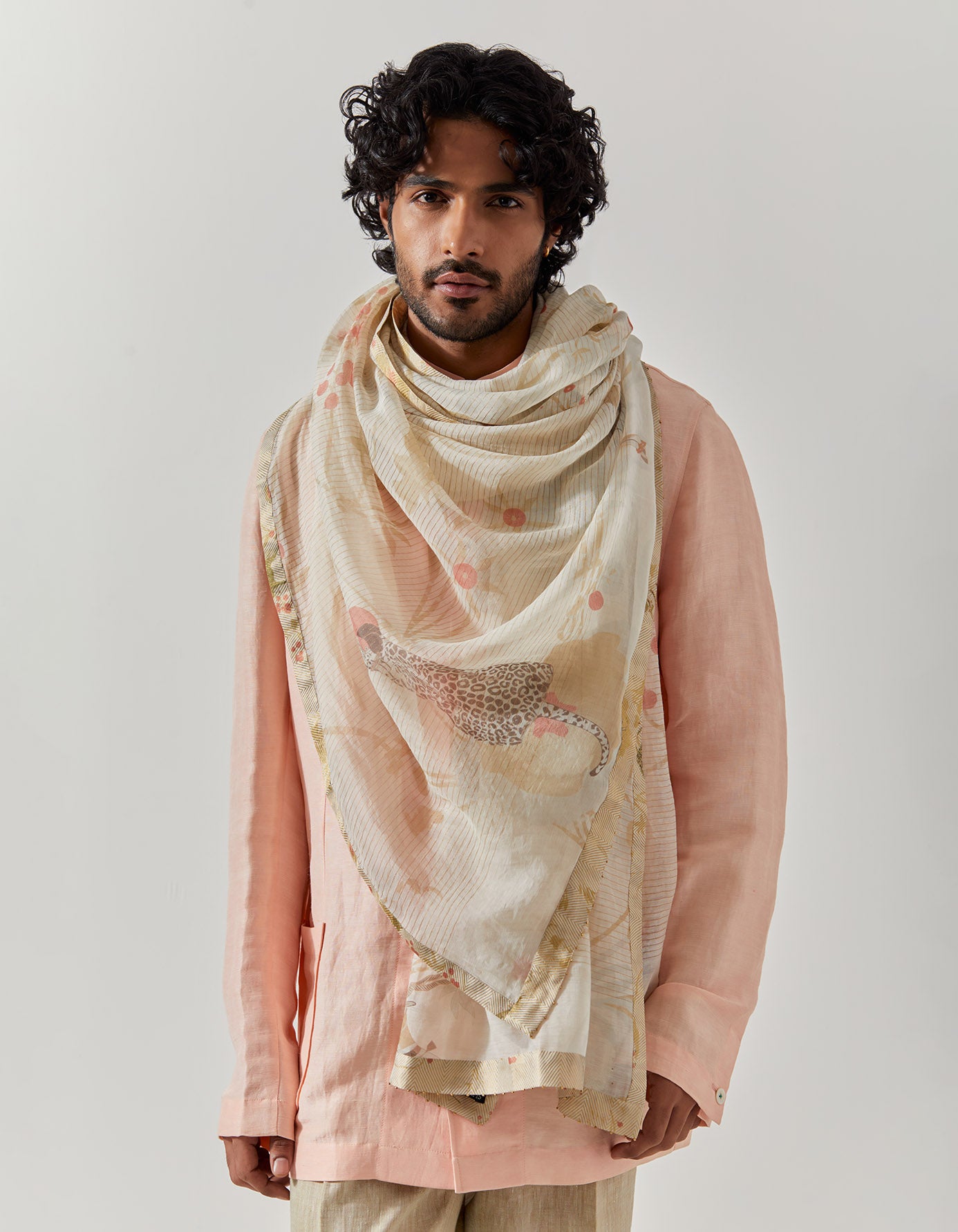 Elegant Chanderi Silk Ivory Dupatta with Rainforest Print - Perfect for Weddings, Parties & Ethnic Fashion