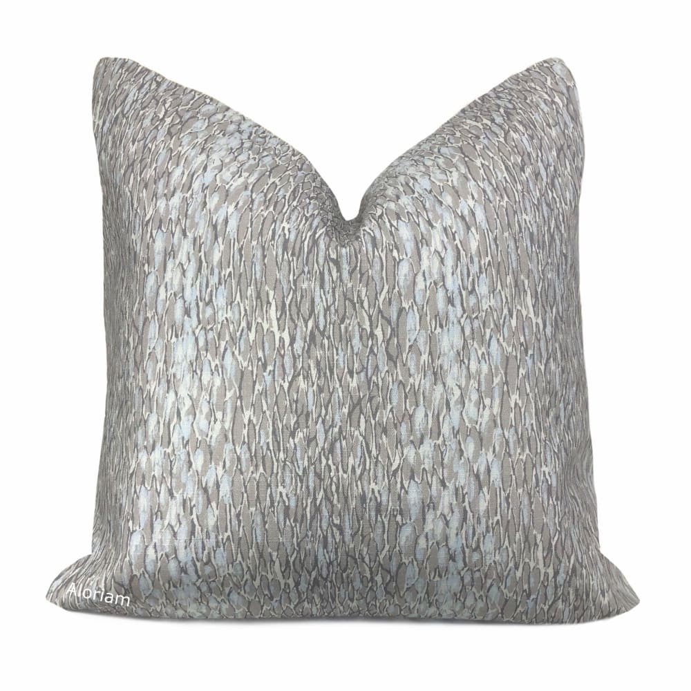 Kravet Chromis Metal Gray Blue Abstract Linen Pillow Cover - Modern Home Decor for Living Room, Bedroom & Sofa