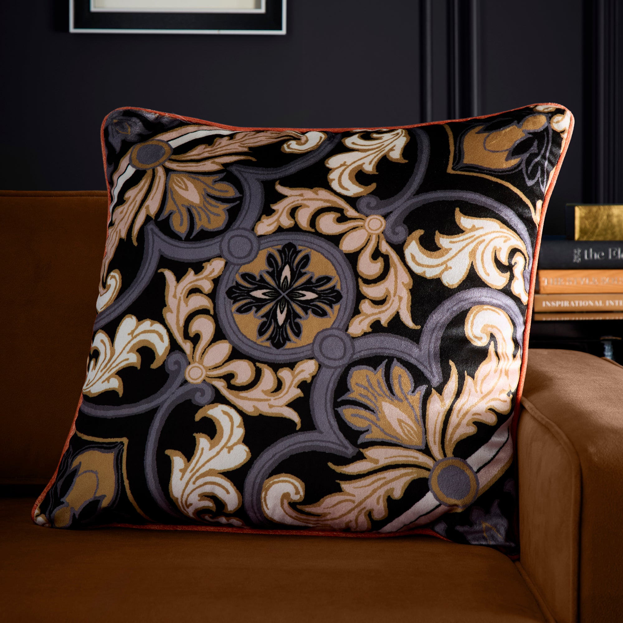 Laurence Llewelyn Bowen Festivo Decorative Throw Pillow Cover - Black | Luxury Home Decor for Sofa, Bed & Living Room