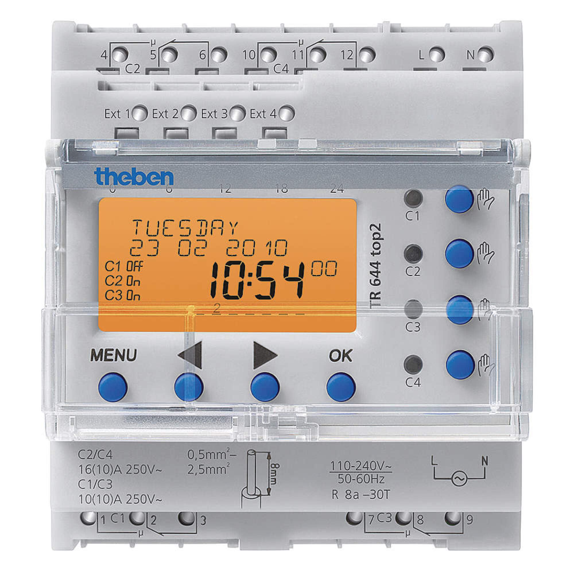 Digital DIN Rail Timer with 365-Day Astro Function & 4 Channels - Perfect for Home Automation, Industrial Control, and Energy Management Systems