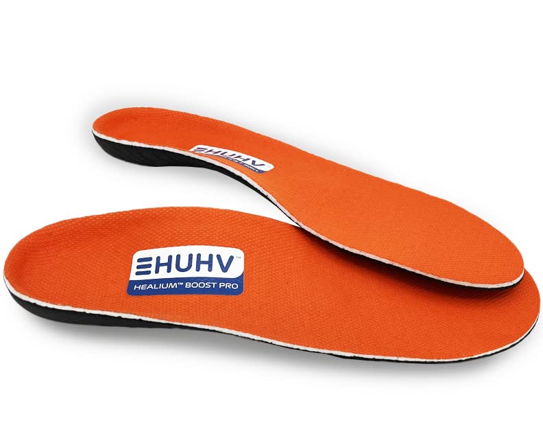 HUHV HEALIUM Boost+ Performance Unisex Insoles - Orange Cushioning for All-Day Comfort (Men's 8 / Women's 10) - Perfect for Running, Walking & Work Shoes