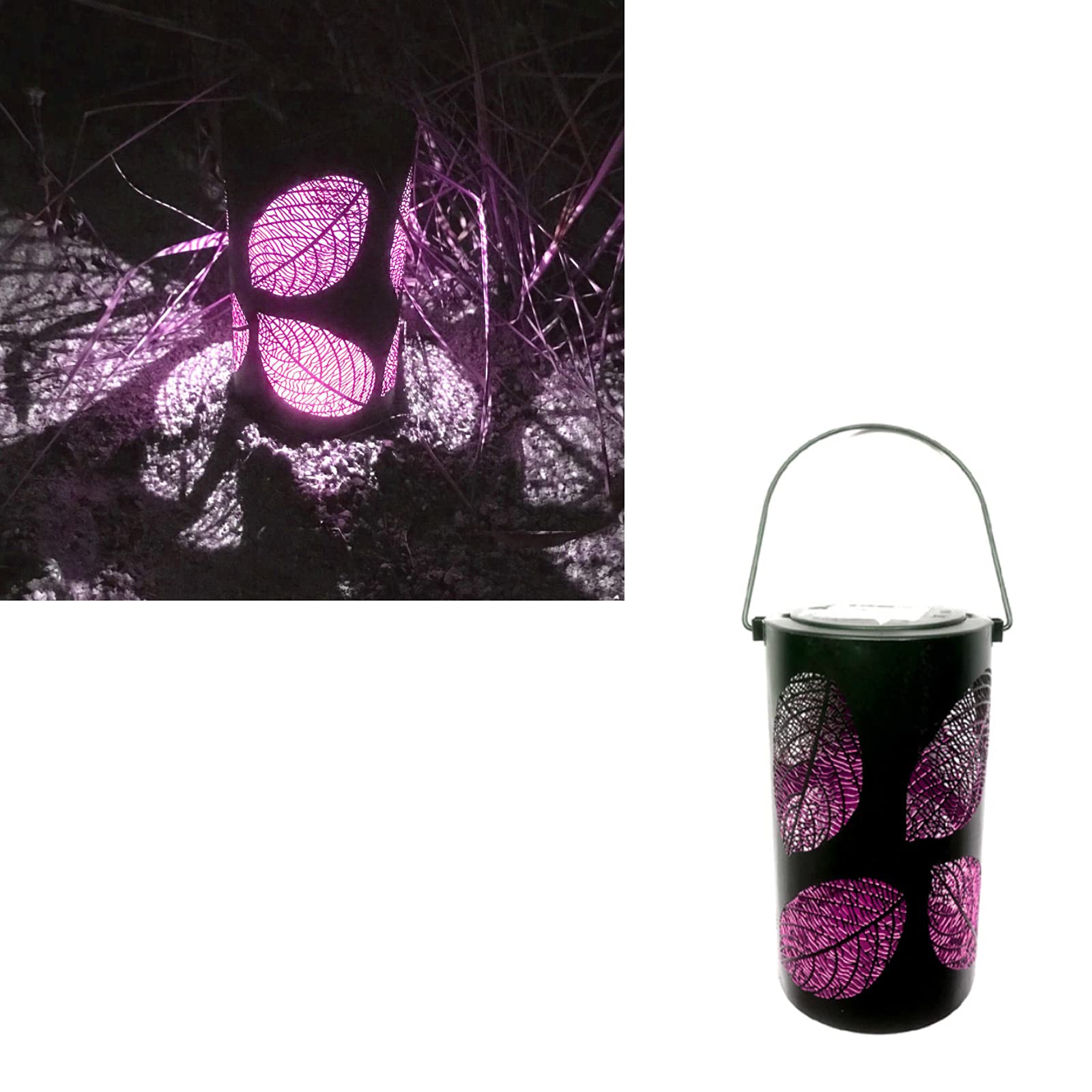 Solar Powered Outdoor Hanging Lantern - Waterproof Metal Garden Lights with Retro Design for Patio, Yard, and Home Decoration - Pink Solar Lantern for Ambient Lighting in Evenings and Special Occasions