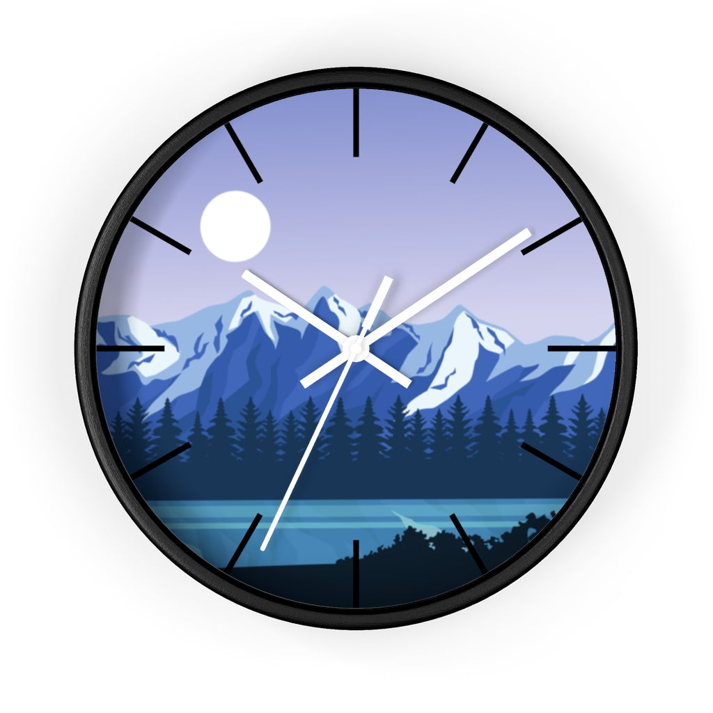 Blue Mountain Wall Clock - Large Silent Non-Ticking Modern Decor for Living Room, Bedroom & Office - Perfect for Home, Office & Gifts