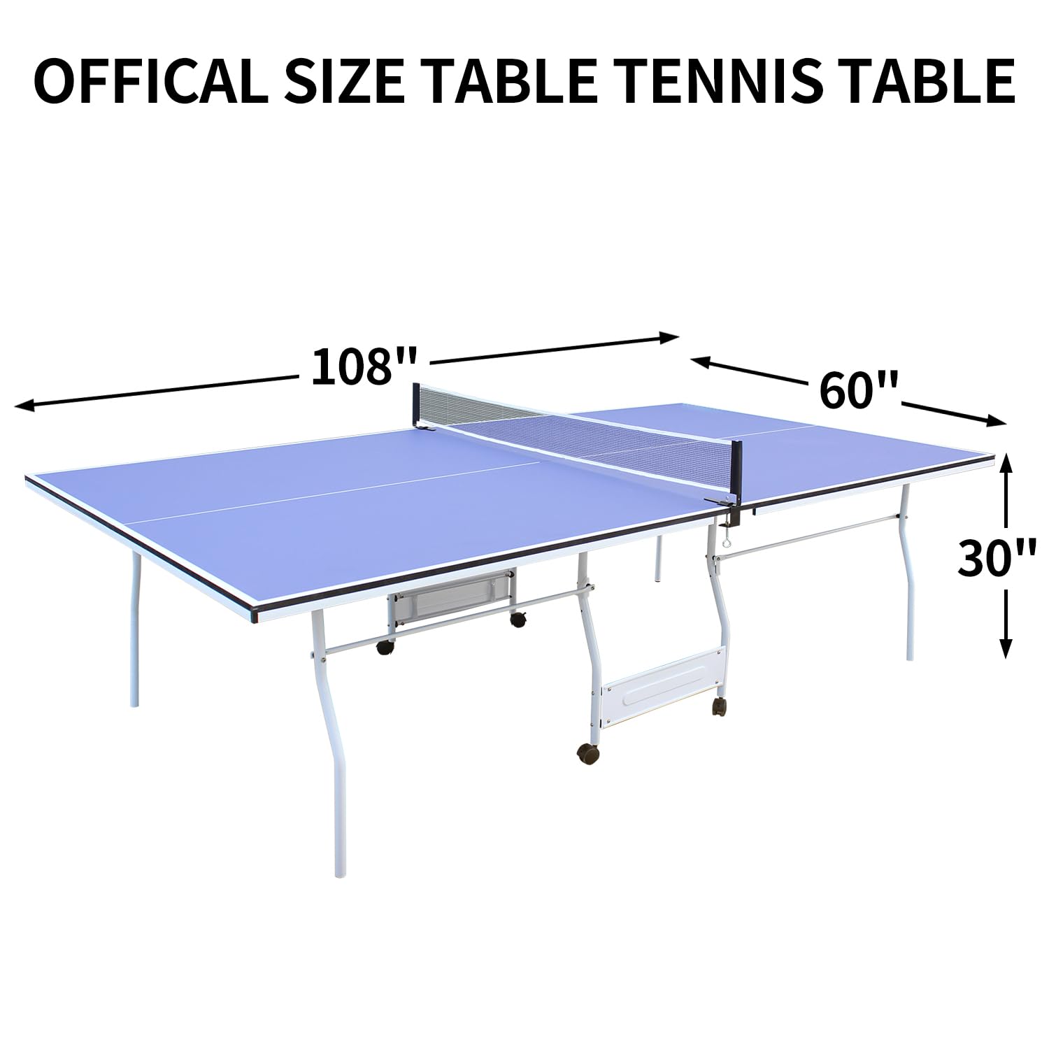 9 Ft Foldable Portable Ping Pong Table Set with 2 Paddles, 3 Balls & Net - Indoor Outdoor Table Tennis for Home, Backyard, Office & Party Games