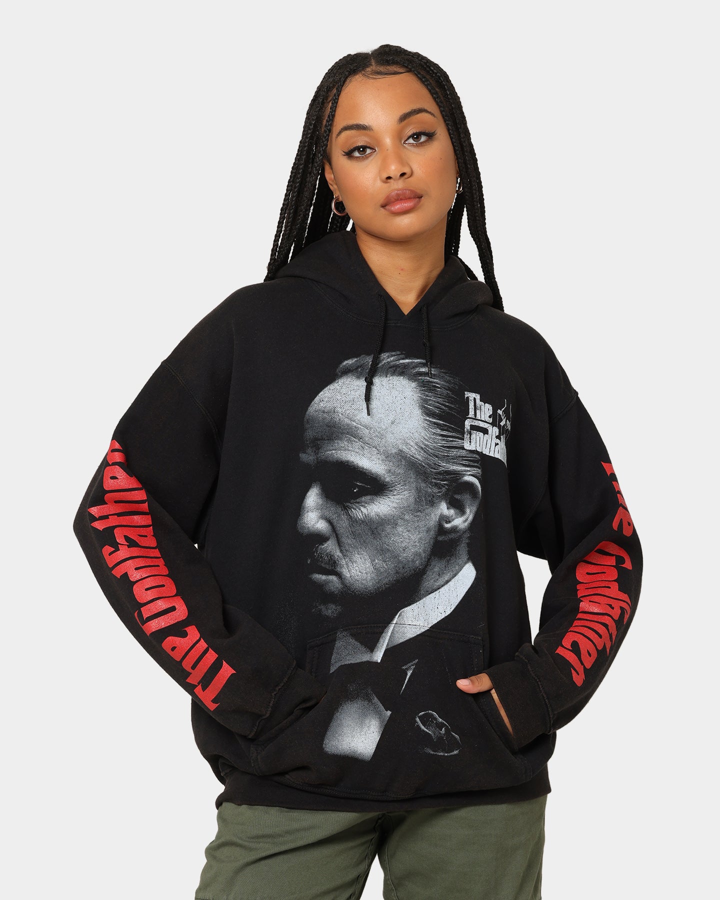The Godfather Vintage Hoodie - Black Wash Distressed Cotton Pullover | American Thrift Streetwear | Perfect for Movie Fans & Retro Fashion Lovers