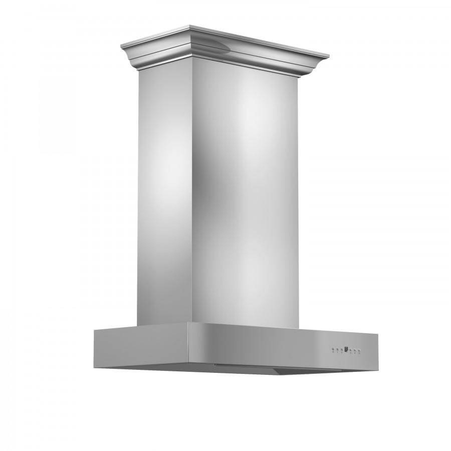 ZLINE 30 Inch Stainless Steel Professional Wall Mount Range Hood with Crown Molding - KECOMCRN 30 | Powerful Kitchen Ventilation for Home Cooking & Baking