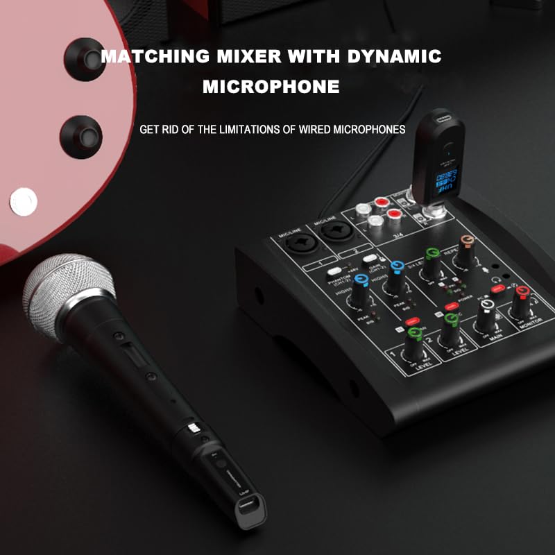 2.4Ghz Wireless Microphone System with XLR - Rechargeable Transmitter & Receiver for Dynamic Mics, Audio Mixers, Electric Guitar & Bass (1 Receiver + 2 Transmitters) - Perfect for Live Performances, Studio Recording & Public Speaking