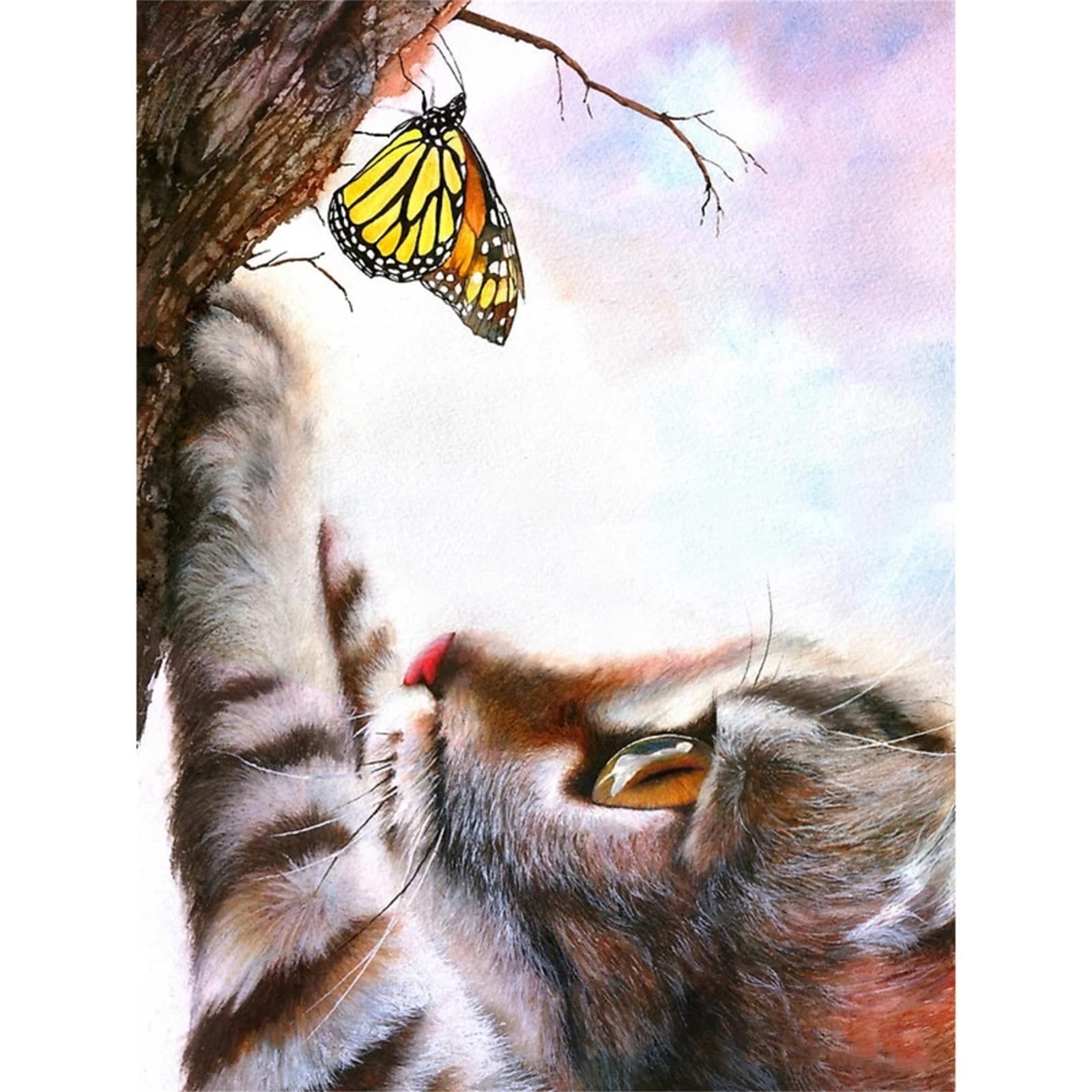 5D Diamond Painting Kit - Butterfly Cat Design, 10x12 Inch (25x30cm) Square Full Drill Diamond Art for Adults & Beginners | DIY Home Wall Decor, Relaxing Craft Project, Perfect Gift for Women & Art Lovers | Living Room, Bedroom, Office Decoration