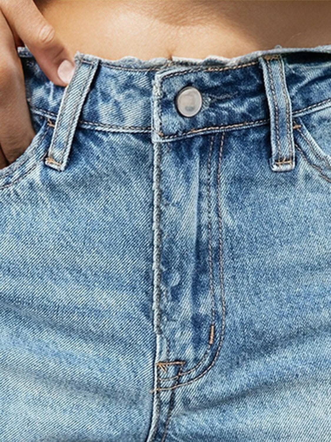 Stylish Distressed Denim Shorts with Pockets for Women - Perfect for Summer Outfits, Beach Vacations & Casual Wear