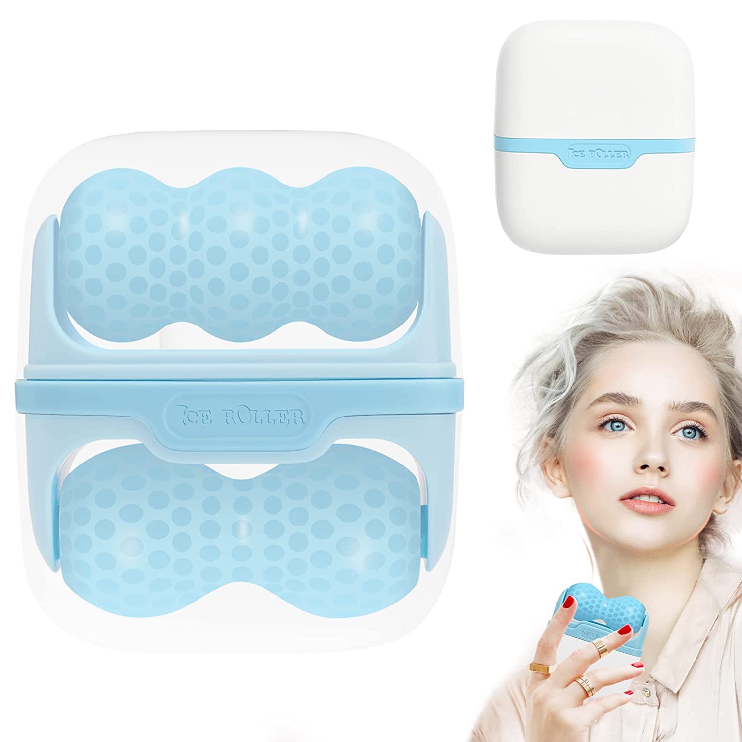 TSEB ENTERPRISE 2-in-1 Ice Roller for Face & Eyes - Cold Therapy Facial Massager for Puffiness Relief, Migraine, Pain Relief & Skin Tightening - Best for Shrinking Pores, Dark Circles & Skincare Routine - Perfect for Morning Routine, Post-Workout Recovery & Spa Treatments