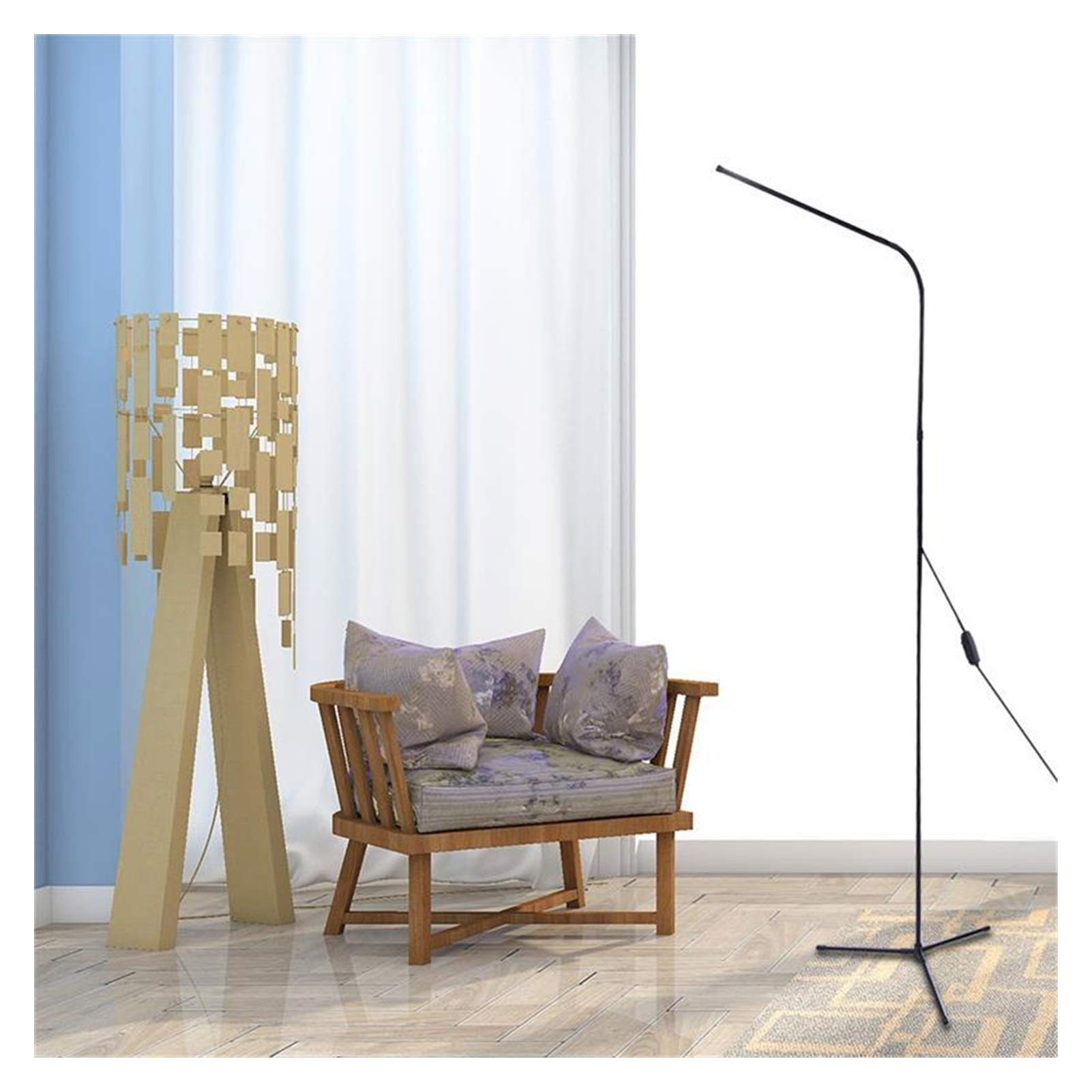 Modern Minimalist LED Floor Lamp - Adjustable Black Aluminum Standing Light for Living Room, Bedroom, Office | Flexible Reading Lamp with Nordic Design, Energy Efficient Lighting for Home & Workspaces