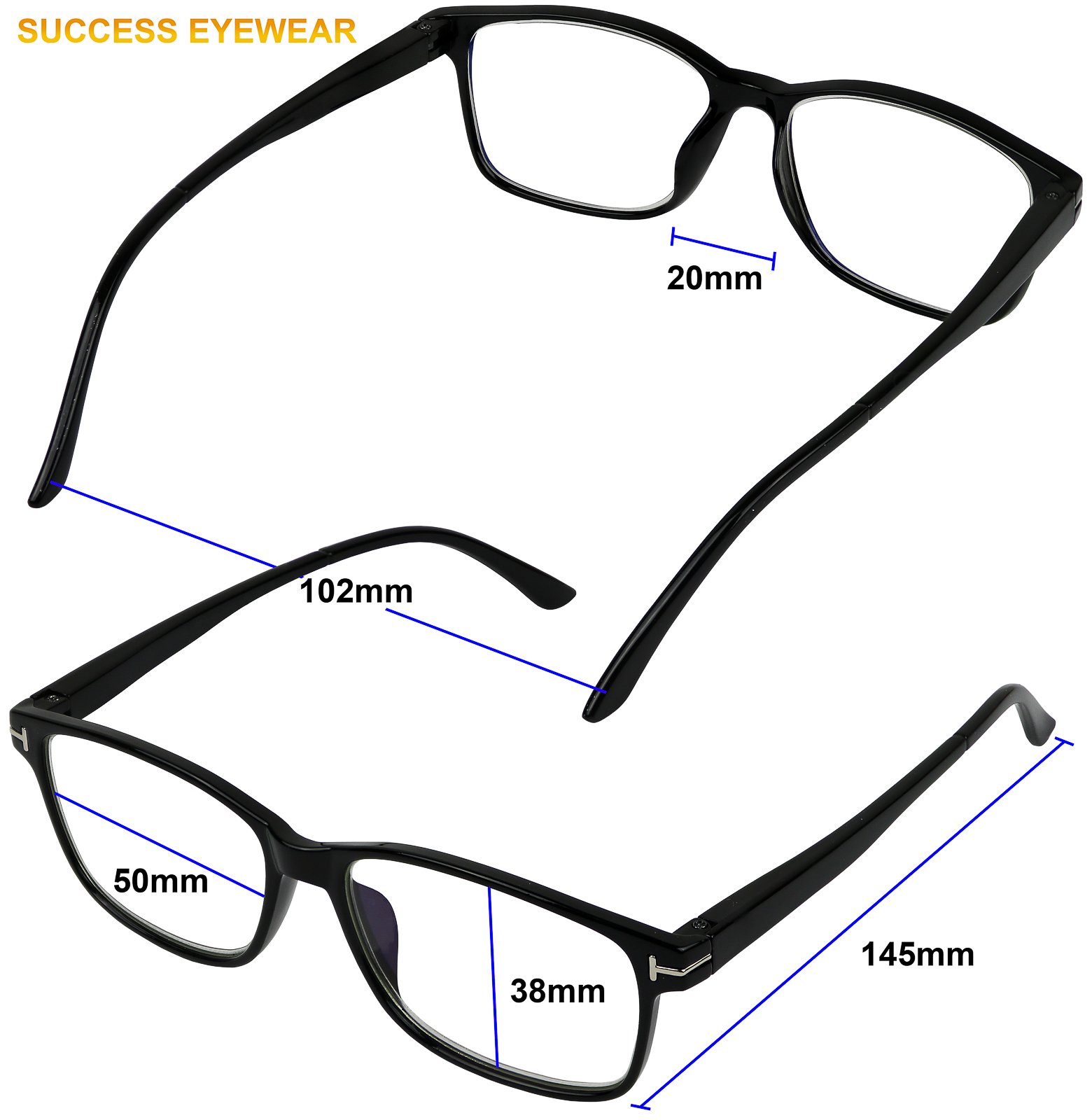 Success Eyewear Anti-Glare Computer Glasses 2 Pack - Blue Light Blocking Reading Glasses for Men & Women - Perfect for Office Work, Gaming & Screen Time
