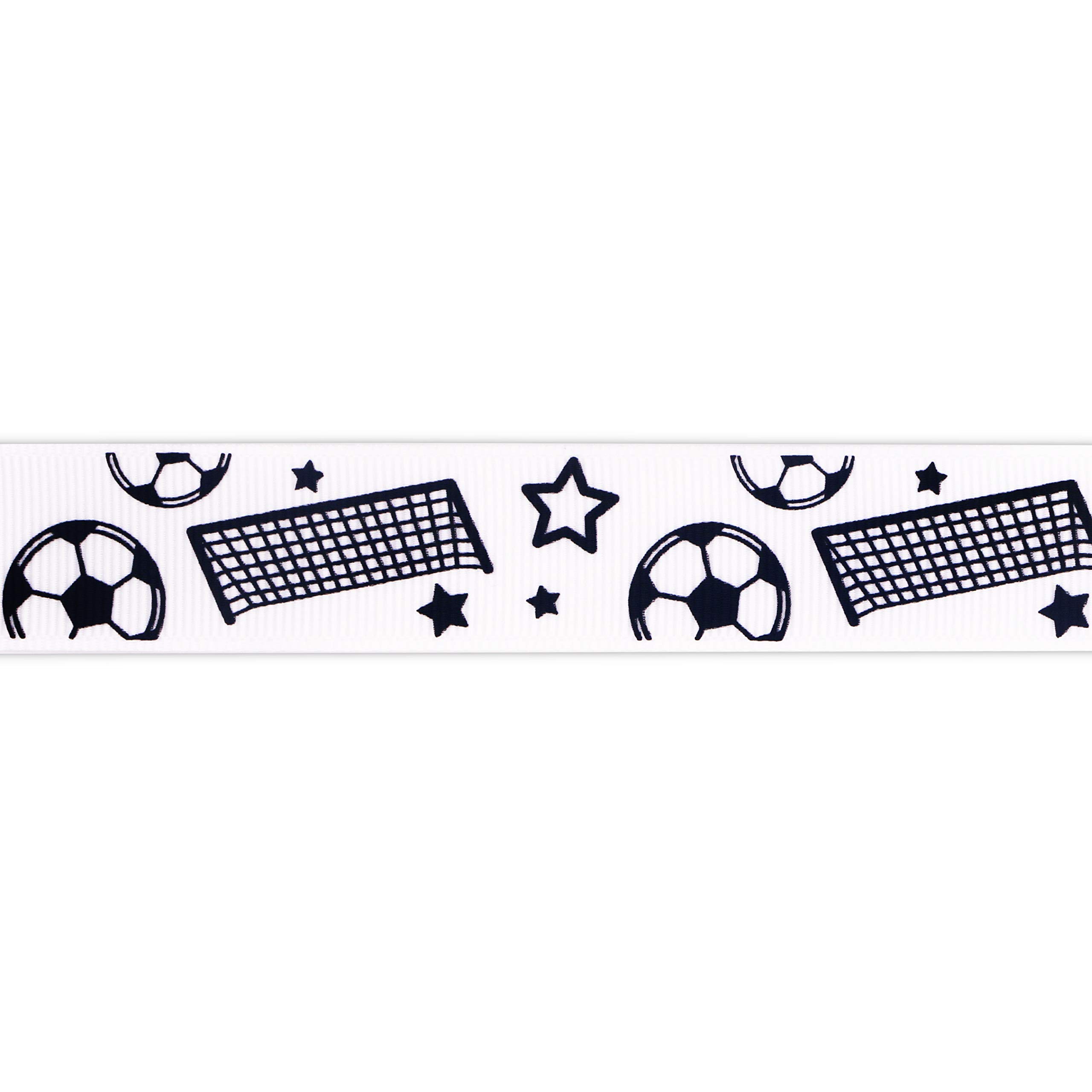 Ribbli Grosgrain Soccer Ribbon 7/8-Inch for Hair Bows & Crafts