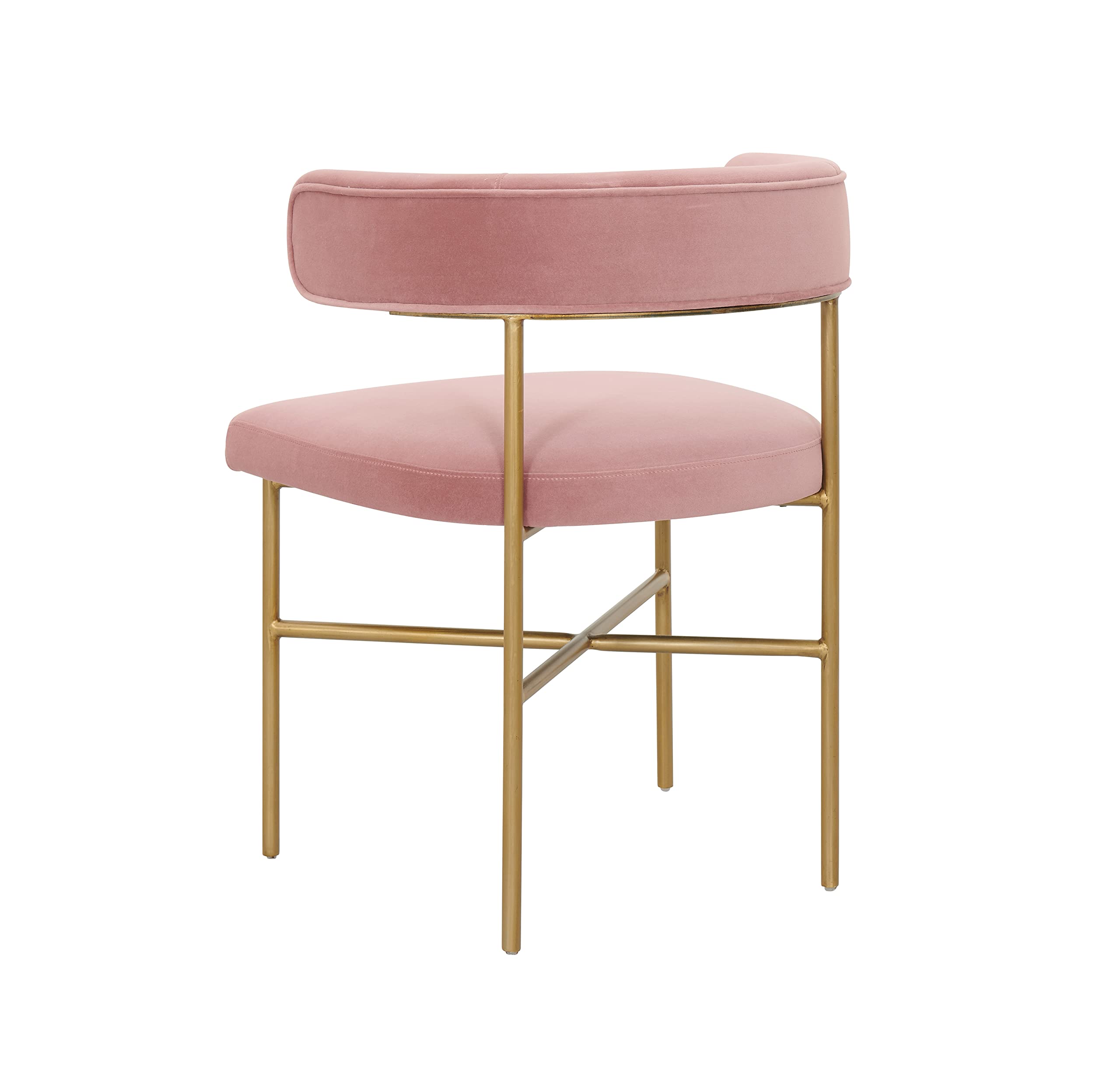 Tov Furniture Kim Performance Velvet Chair - Blush Pink Upholstered Accent Chair for Living Room, Bedroom & Office - Soft Velvet Fabric with Sturdy Wooden Legs - Modern Comfortable Seating for Home Decor