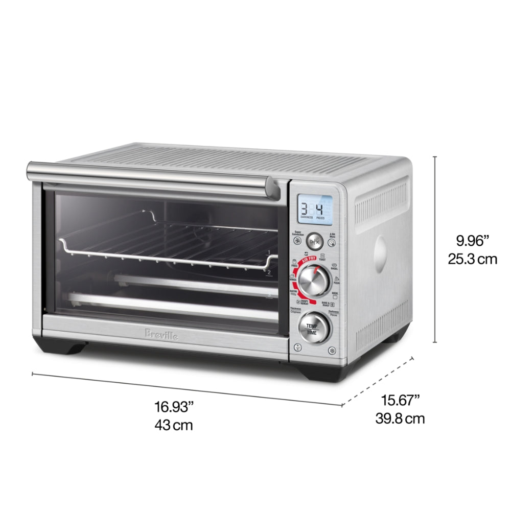 Breville Smart Oven Air Fryer Compact Countertop Convection Toaster Oven - Brushed Stainless Steel - Perfect for Small Kitchens, Dorms & Apartments - Bake, Roast, Air Fry & Toast