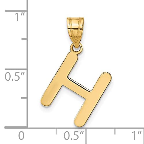 14K Gold Slanted Bubble Letter H Pendant for Women - Elegant Layering Necklace