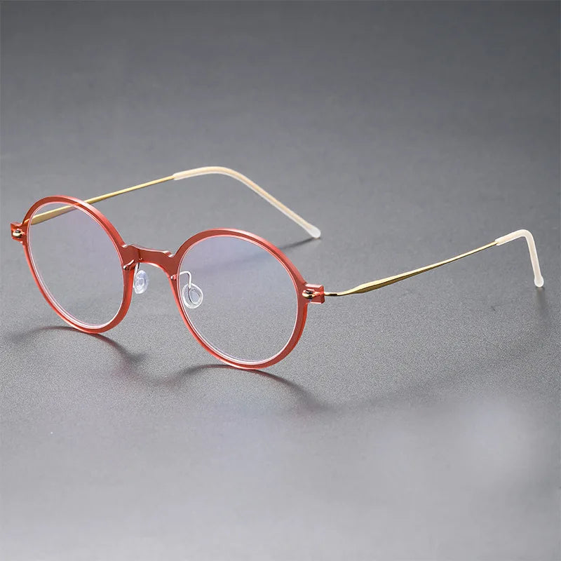 Aimee Unisex Full Rim Oval Screwless Titanium Acetate Eyeglasses Frame 6508 - Lightweight Durable Glasses for Work, Reading & Fashion