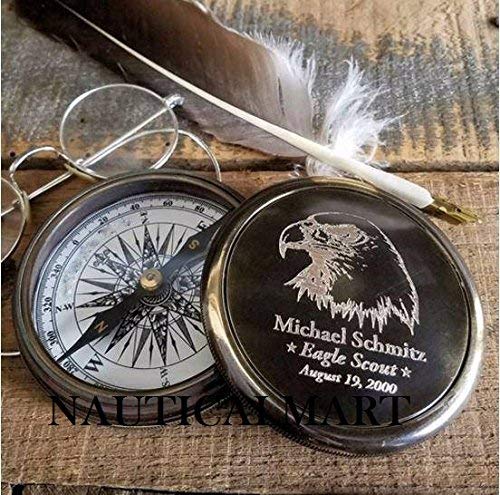 Personalized Engraved Eagle Brass Compass - Premium Gift for Outdoor Enthusiasts, Hikers & Adventurers - Perfect for Camping, Hiking & Survival Gear