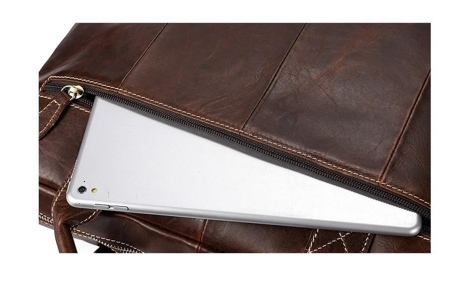 Stylish Brown Leather Messenger Bag for Women & Men - Perfect for Work, Travel, and Everyday Use